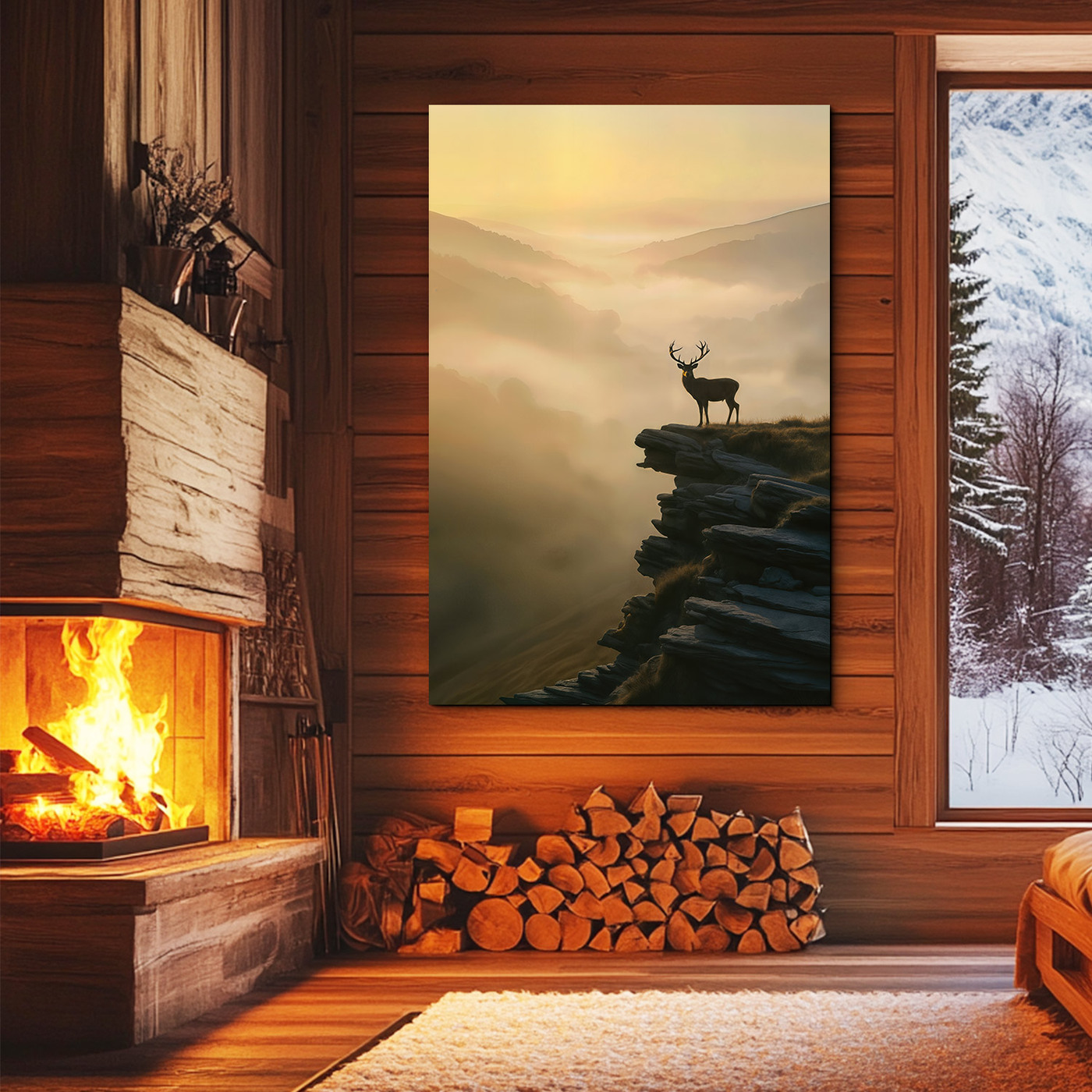 Wooden picture - Mountain deer