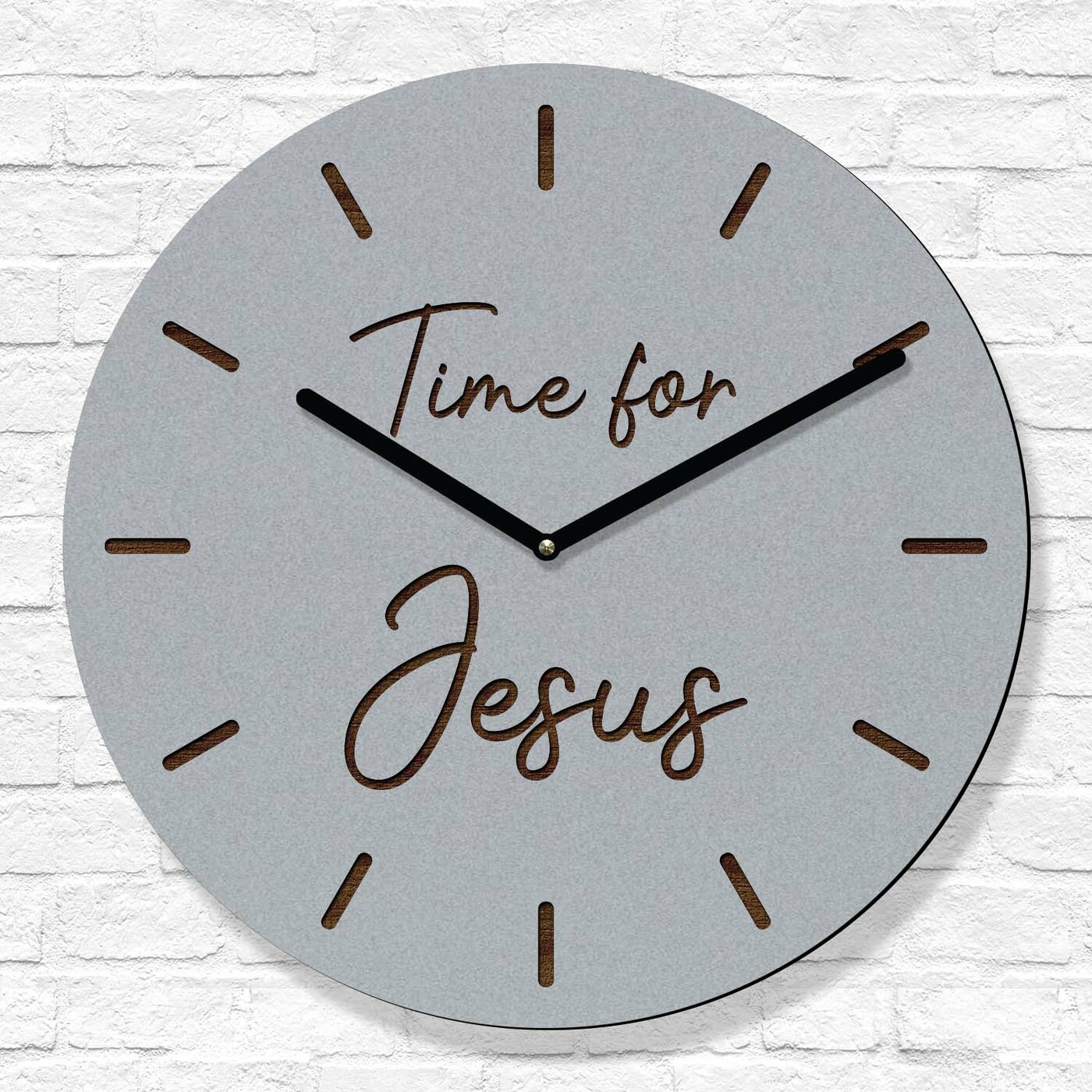 Kresťanské hodiny na stenu - Time for Jesus | Strieborná