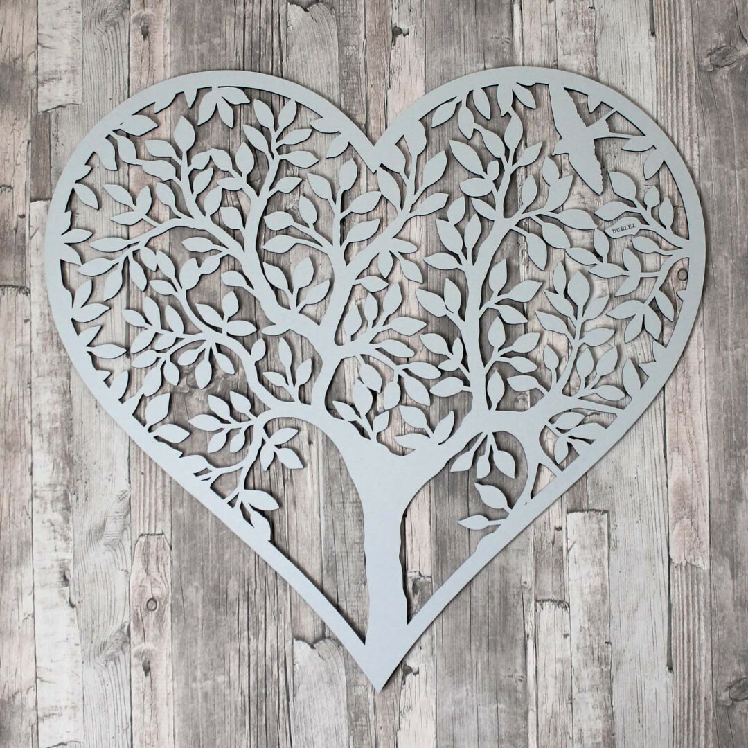 Drevený strom na stenu - Srdce | Strieborná