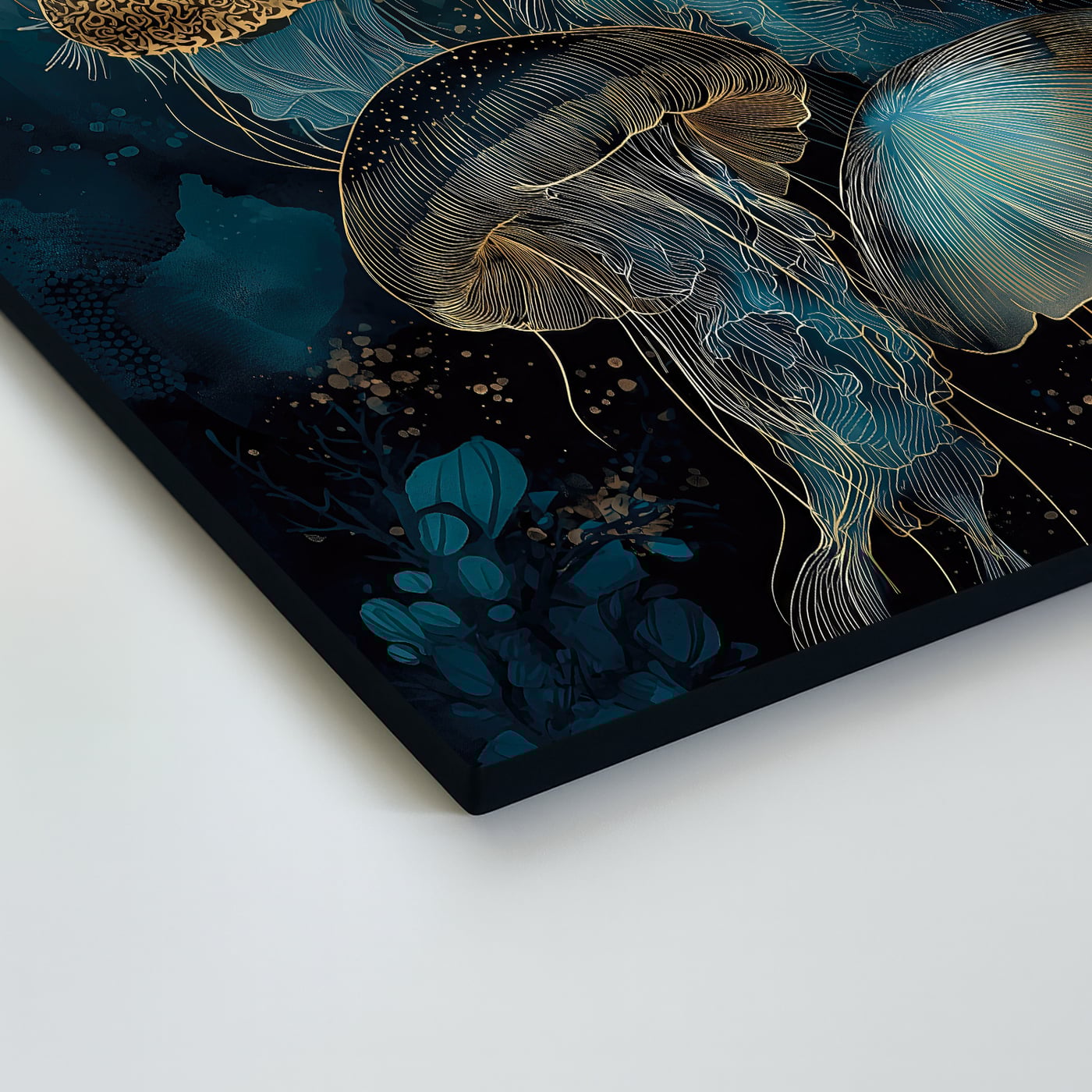 Golden blue painting - Jellyfish