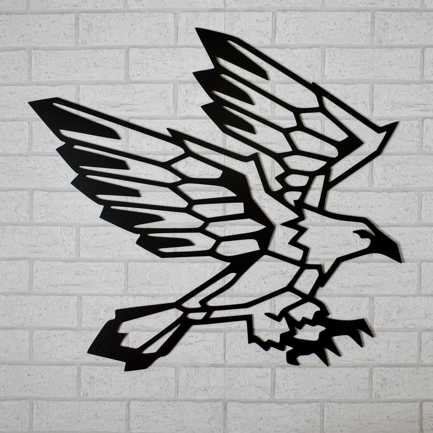 Polygonal Wall Art from Wood - Eagle | Black