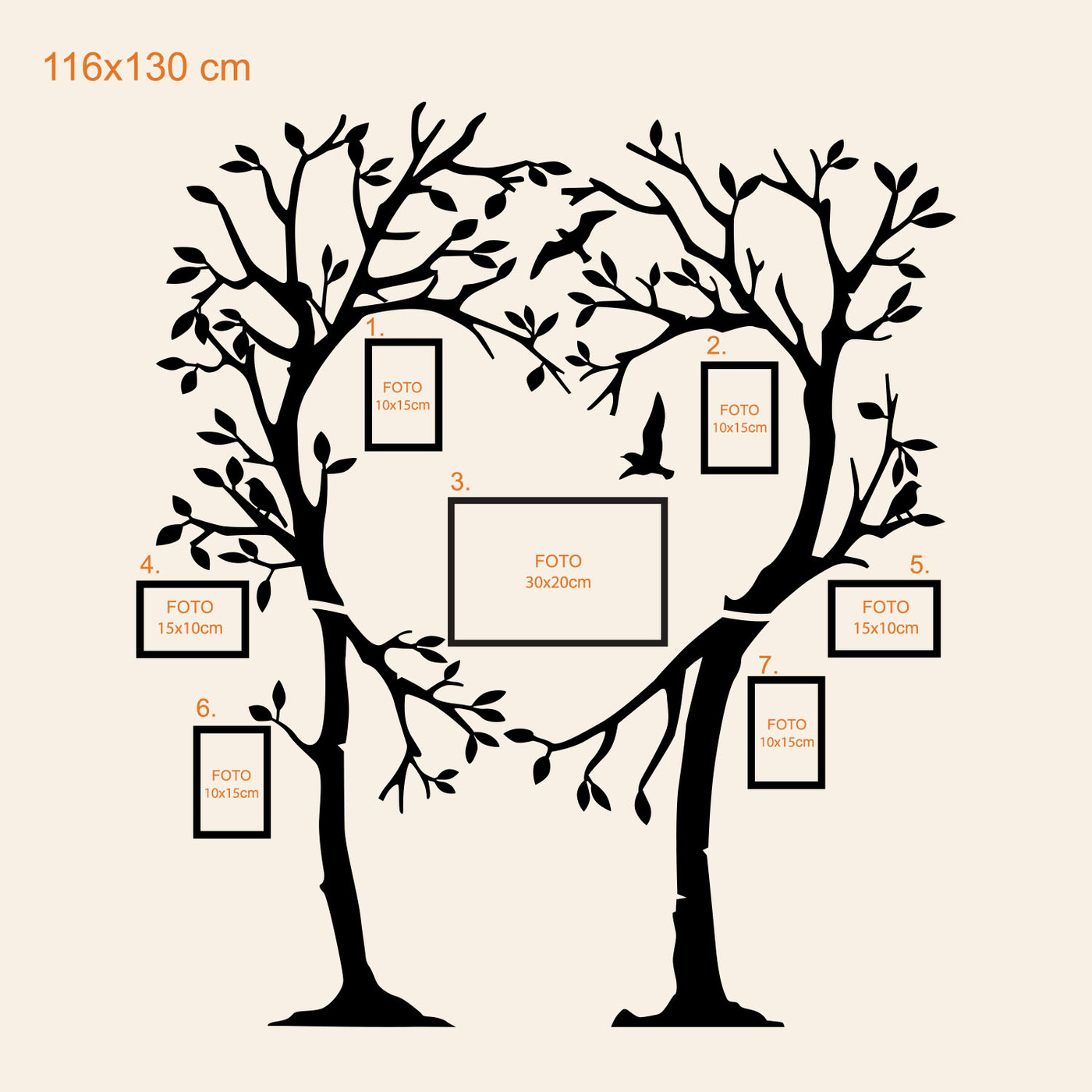 Dřevěný rodokmen lásky | 132x150 cm