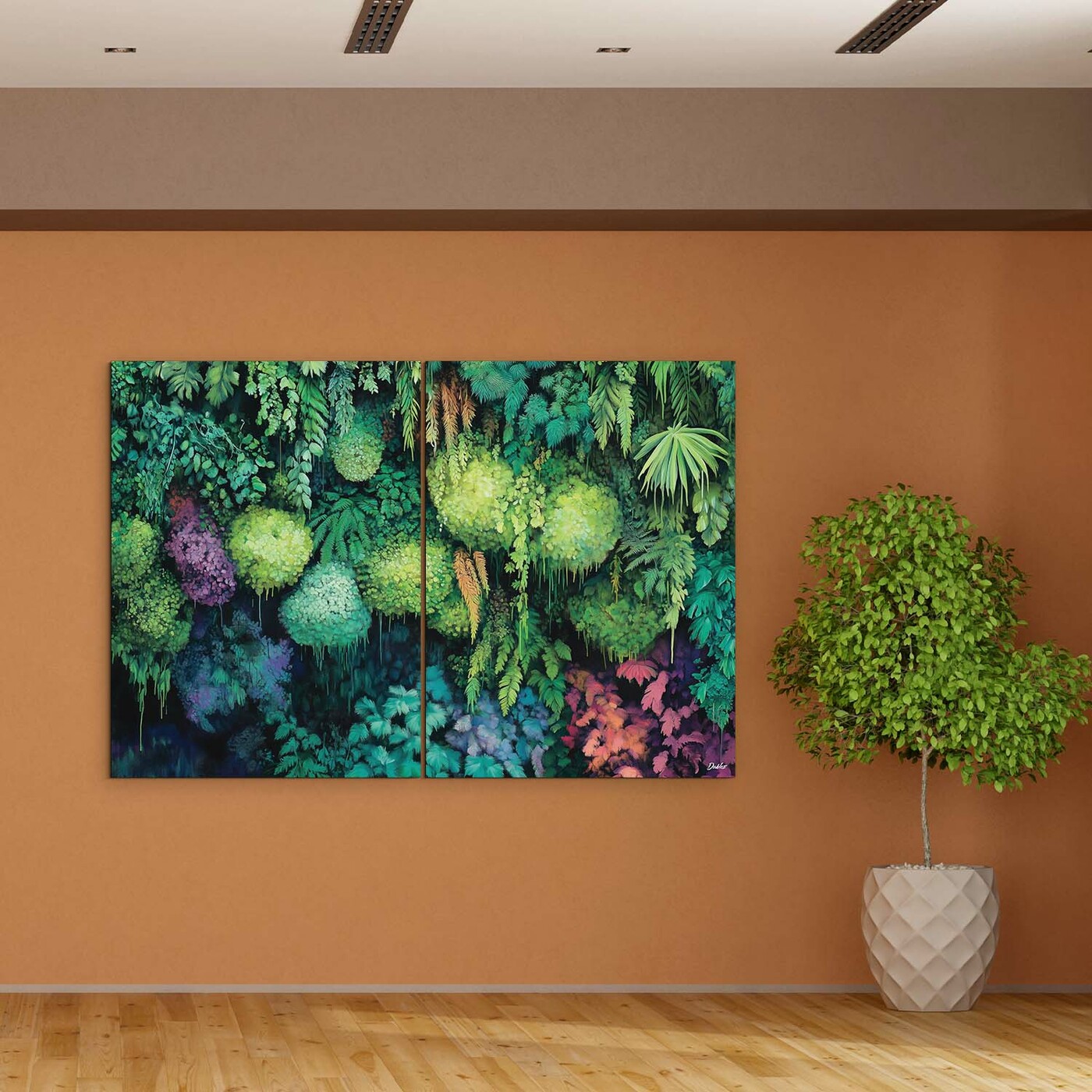 Zelený obraz machu - Tropical | 136x90 cm