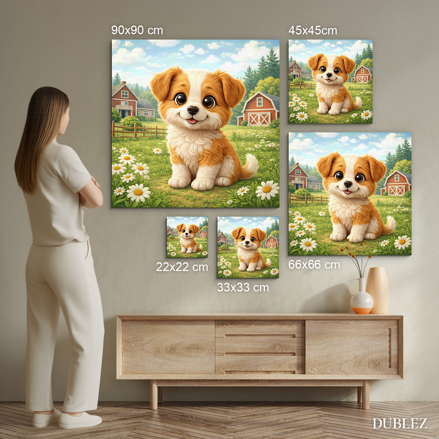 Detský obraz psíka na dreve - Šteniatko