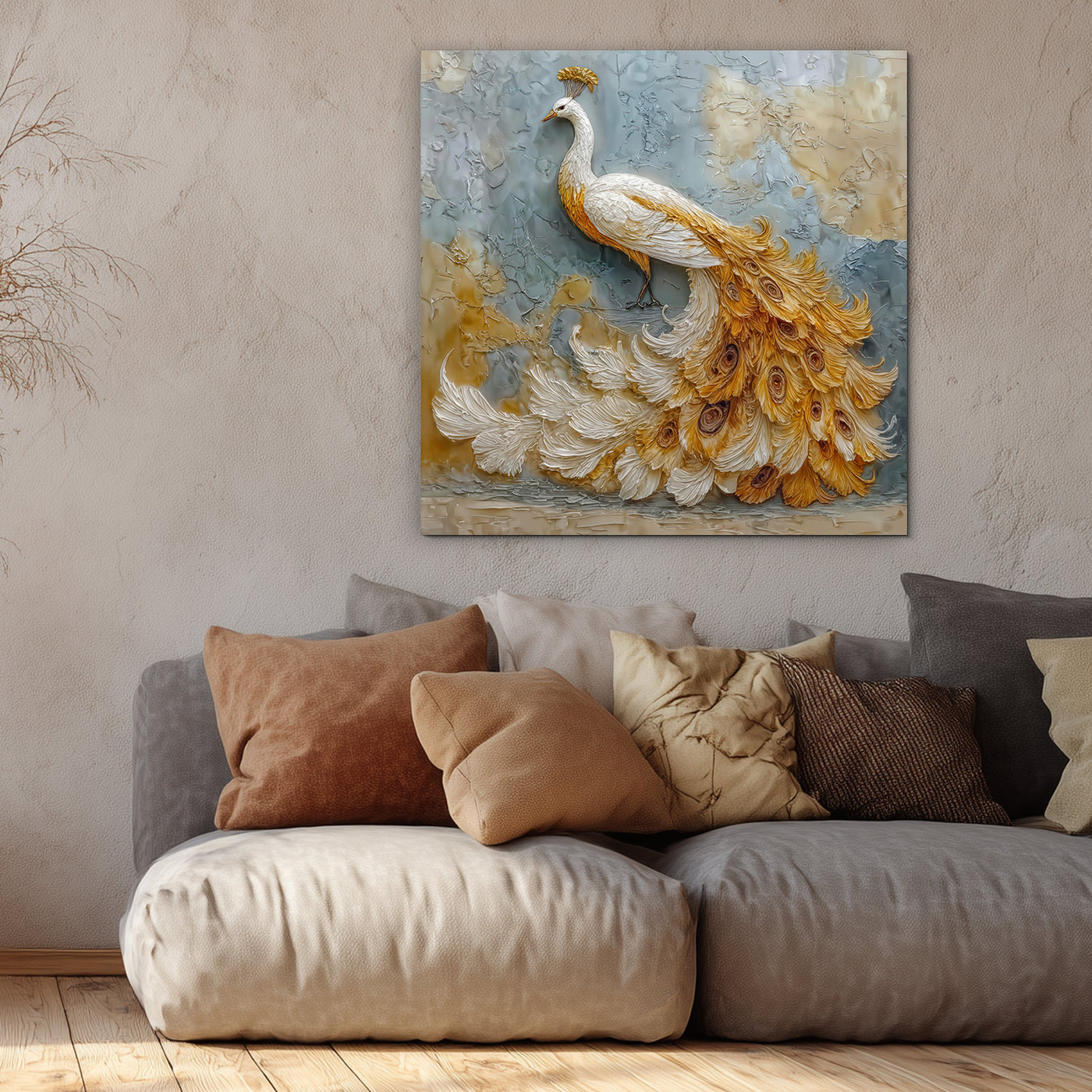 Tablou de lux al unei păuni.