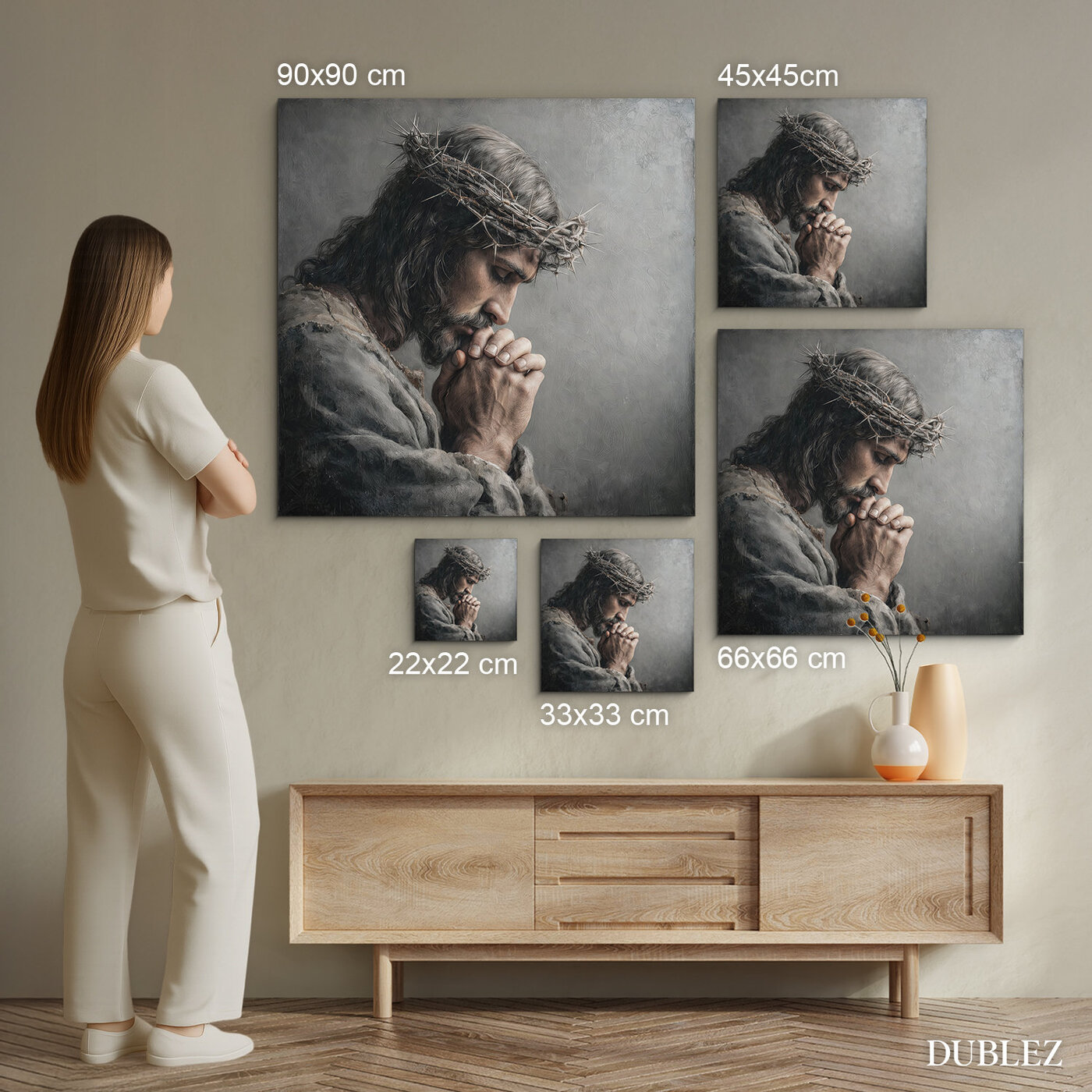 Drevený obraz - Ježiš v modlitbe