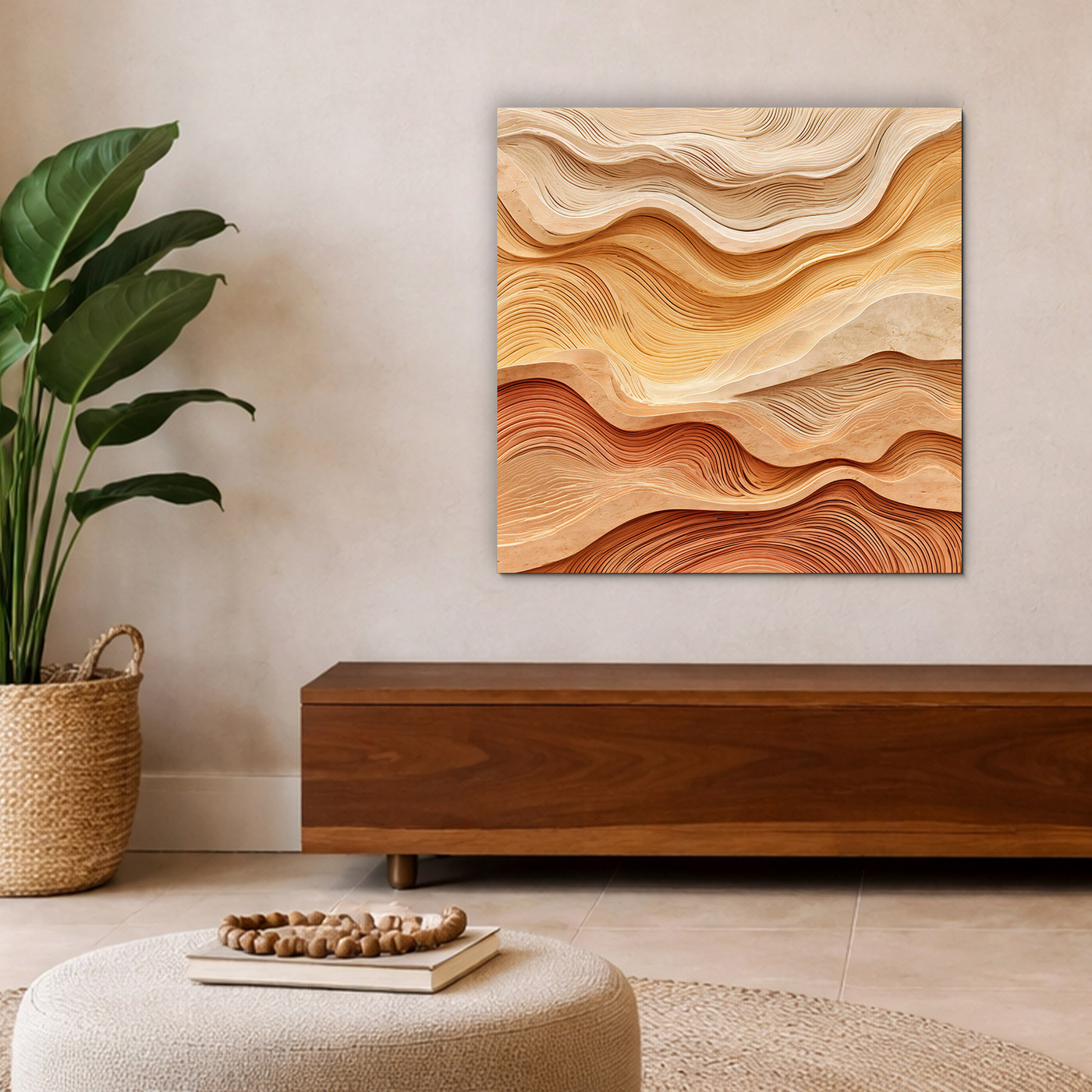 Drevený obraz - Abstraktné oranžové duny