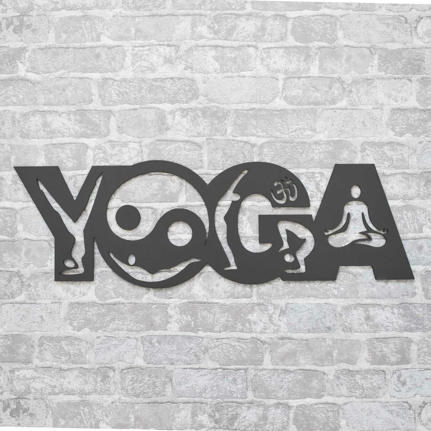 Wooden Wall Art - Yoga | Anthracite Gray