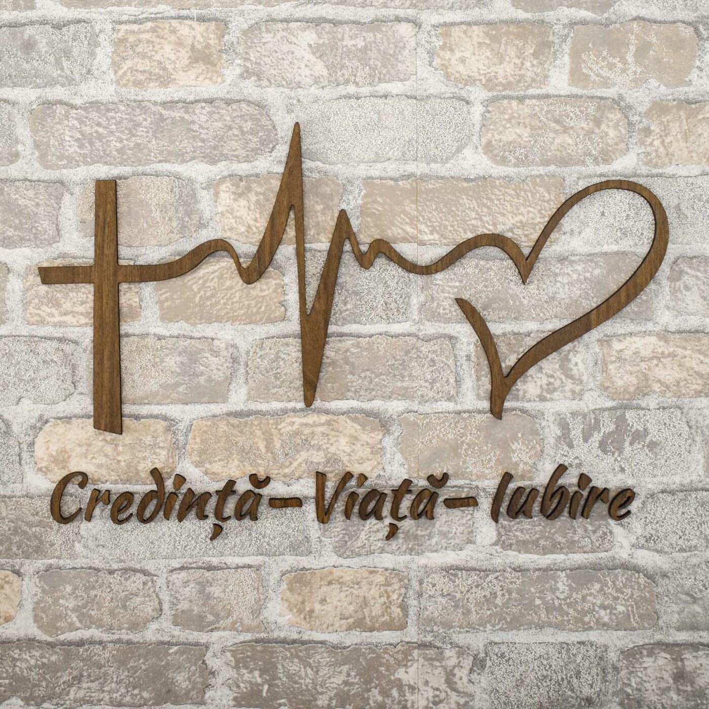 Autocolant de perete - Credință, Viață, Iubire | Nucă