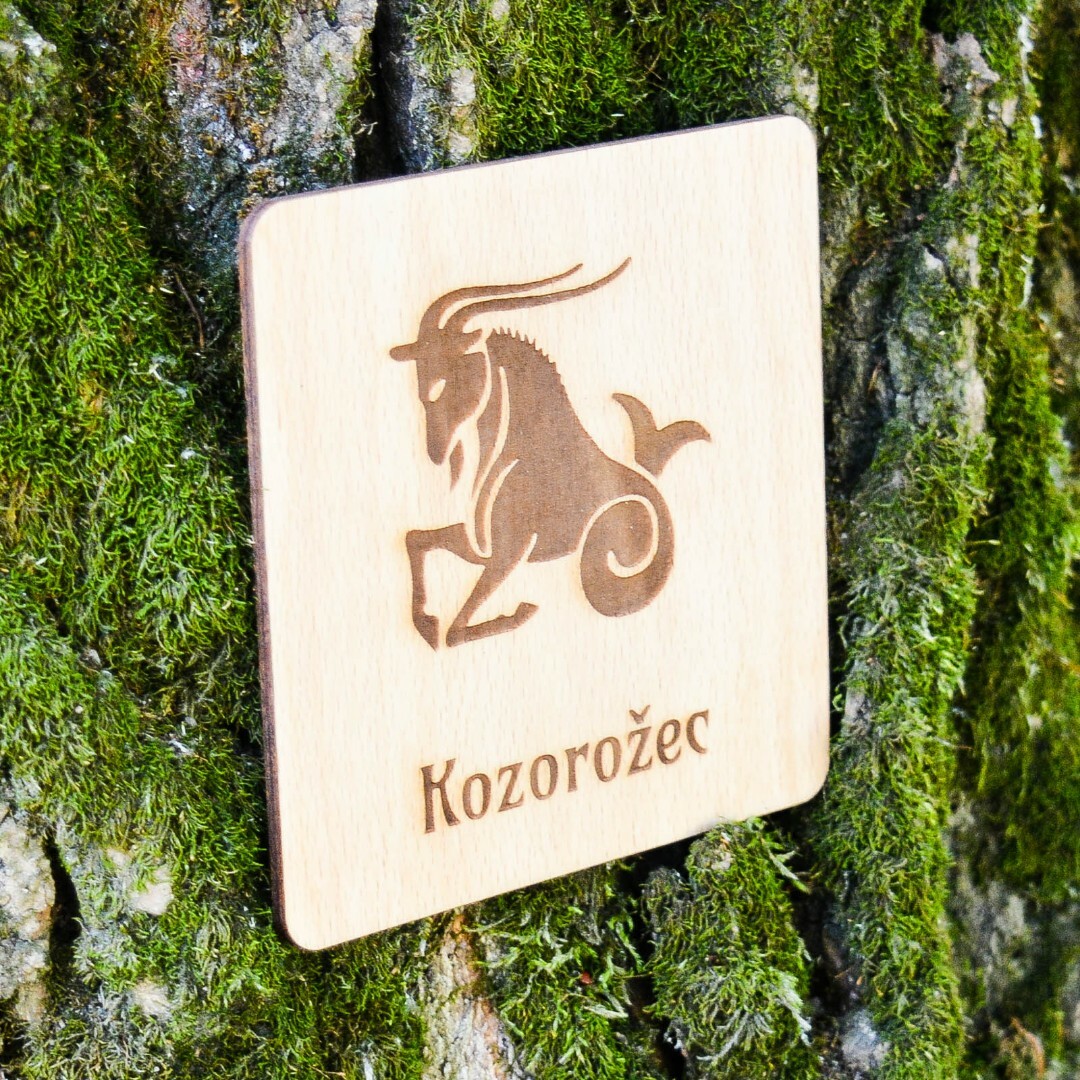 Drevená podložka pod pohár - Znamenie kozorožec