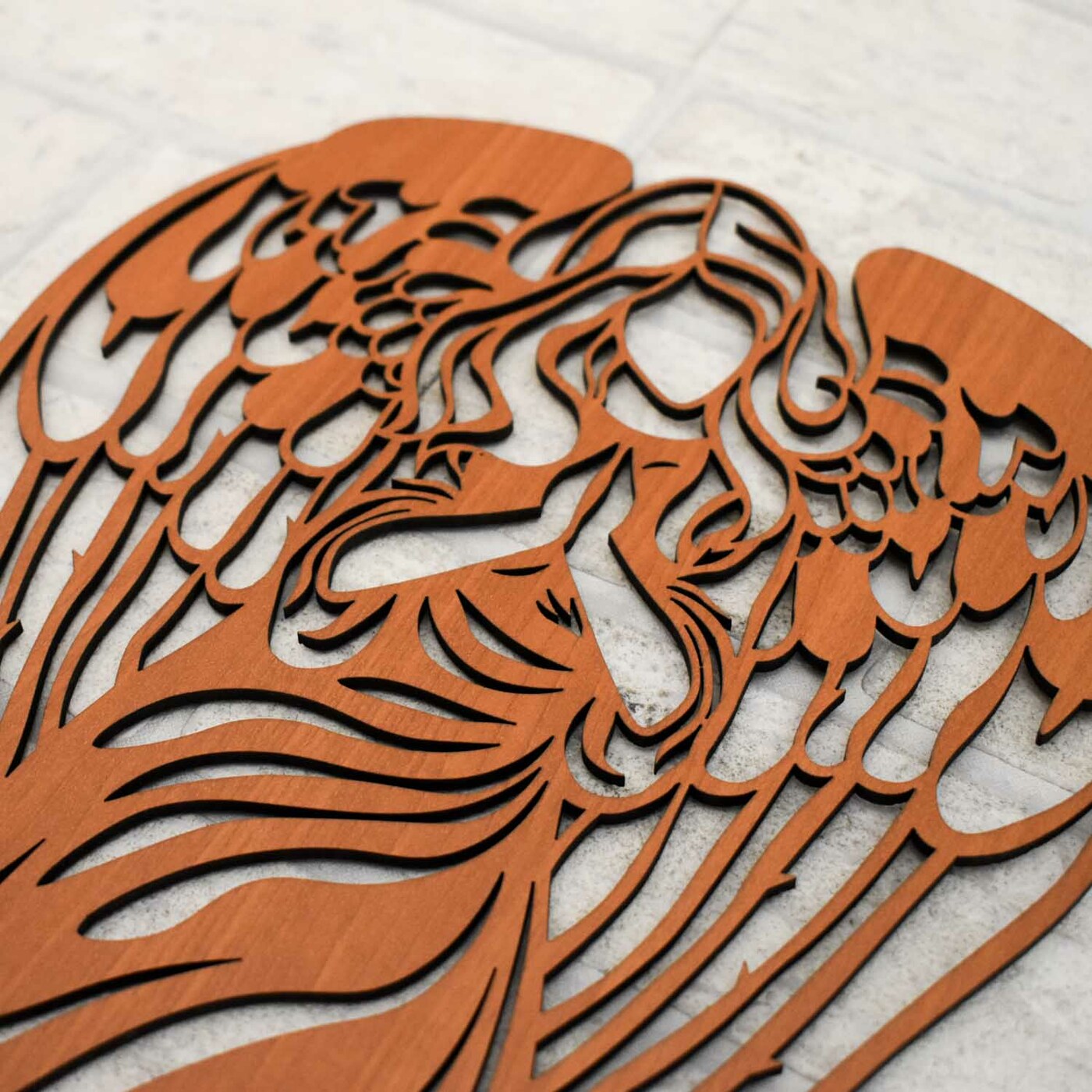 Wooden Angel on the Wall - Protector | Cherry