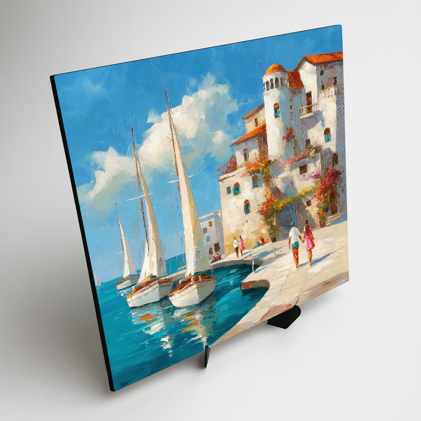 Wooden picture of the sea - Mediterranean port