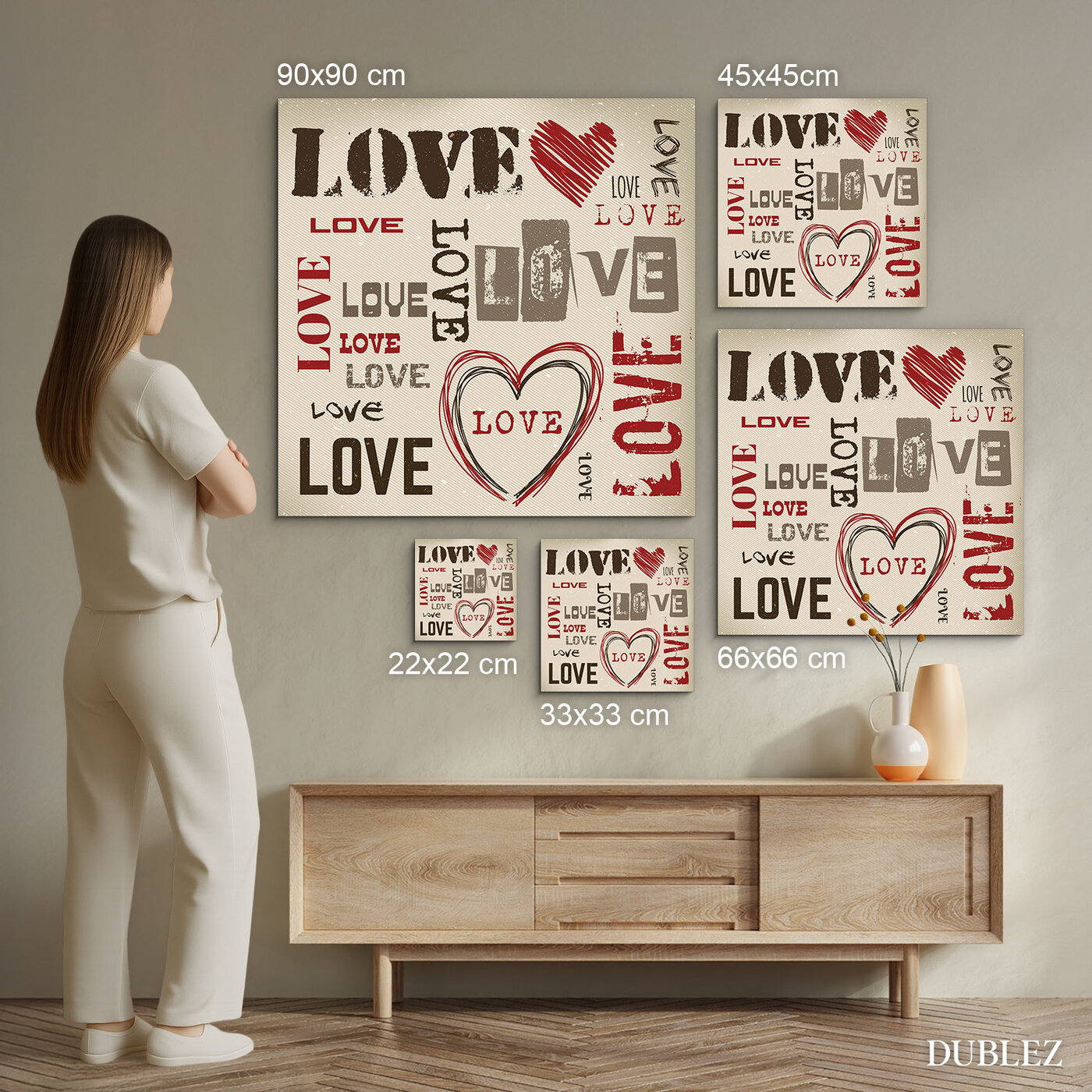 Drevený obraz - Love Love Love