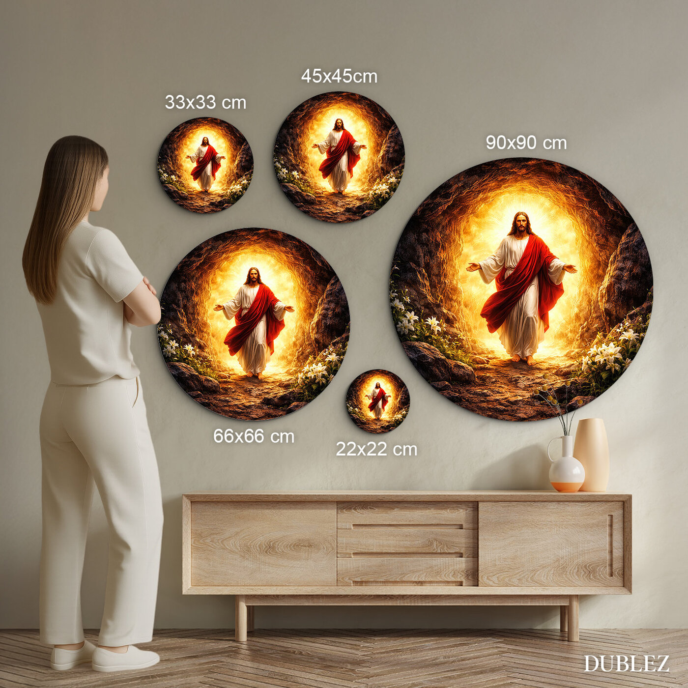 Okrúhly náboženský obraz - Znovuzrodenie Ježiša