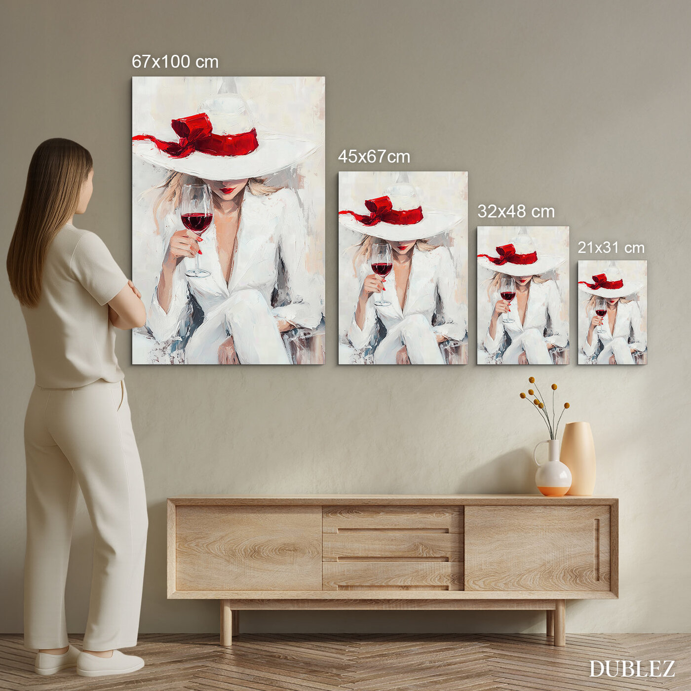 Fashion art obraz - Žena s vínom