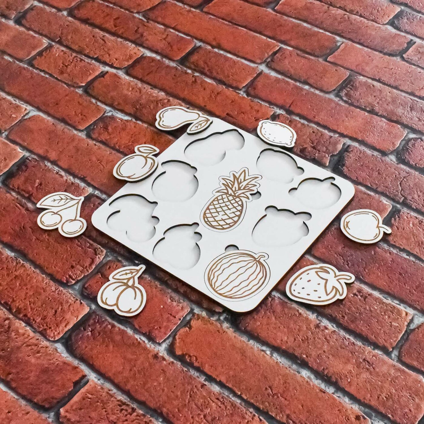 Drevená edukačná hračka - Ovocie | Biela