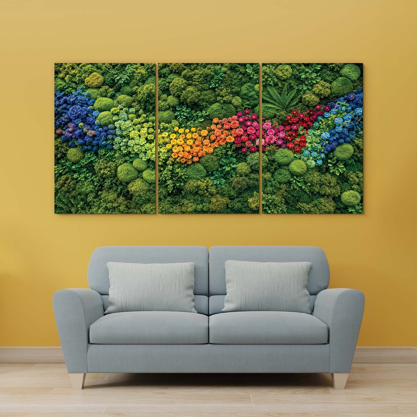 Multi-panel wall art - Moss rainbow
