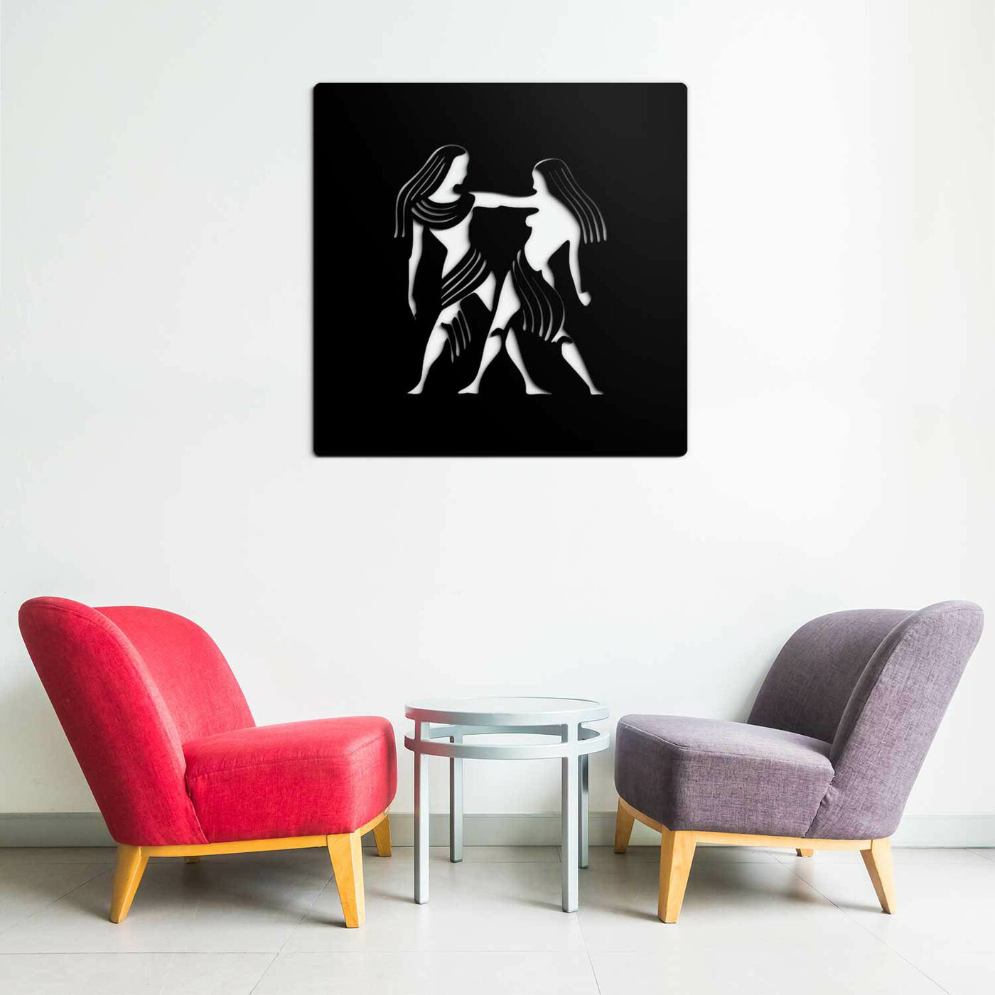 Drevená dekorácia - Znamenie Blíženci | Čierna