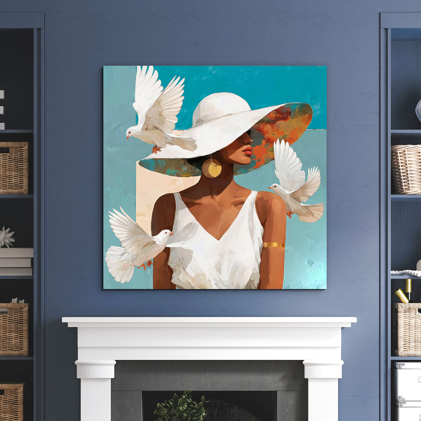 Elegantný obraz do obývačky - Dáma v klobúku