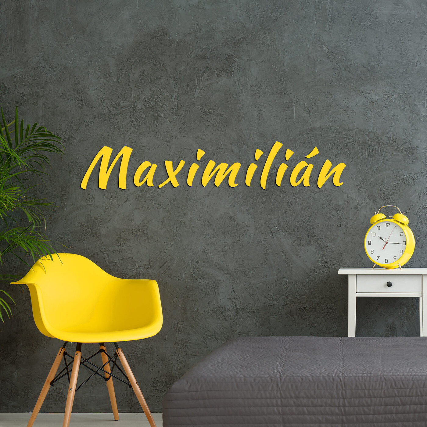 Vlastné meno na stenu z dreva | Žltá