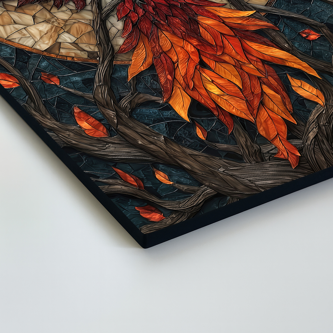 Mozaikový obraz na dreve - Vitrážny fénix