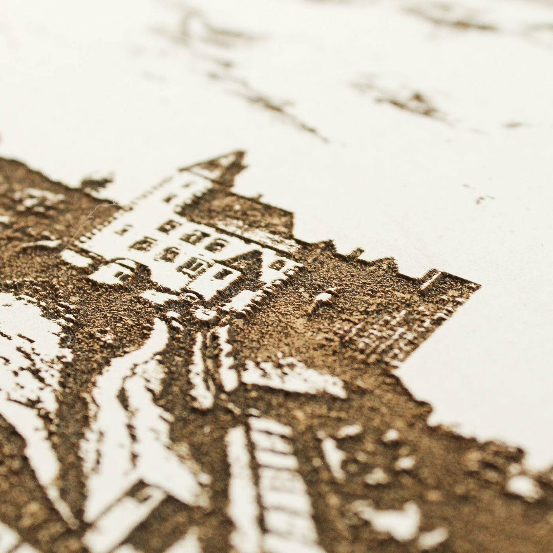 3D drevený gravírovaný obraz - historická Bratislava 16. storočia