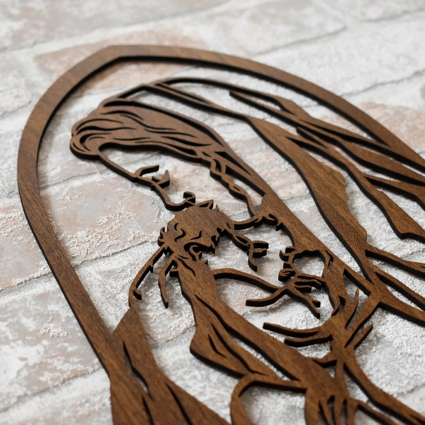 Wooden Wall Art - Virgin Mary | Walnut