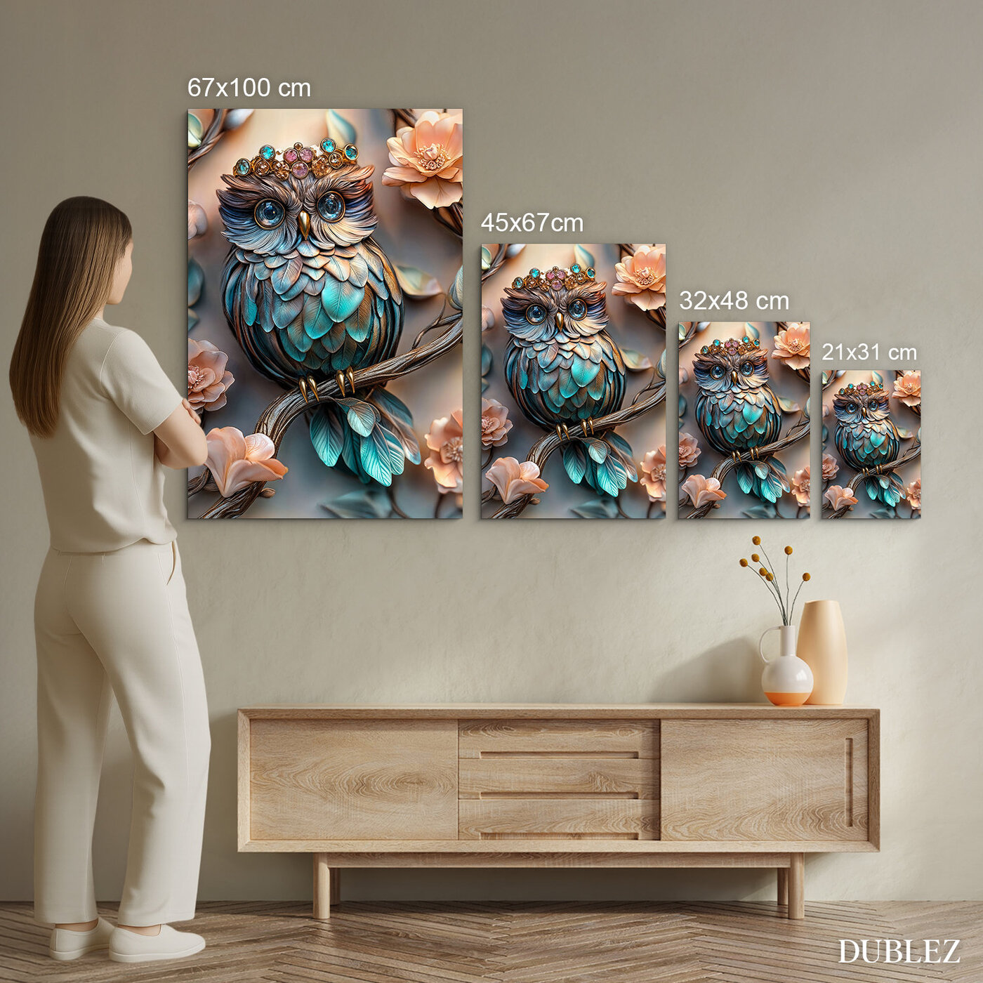 Umelecký obraz - Sova s korunkou