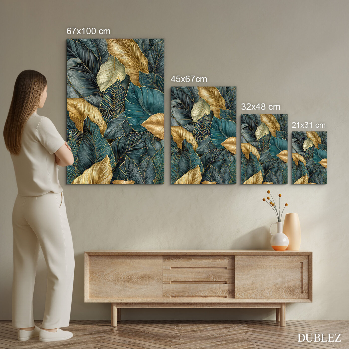 Luxusný obraz - Zlaté a zelené listy