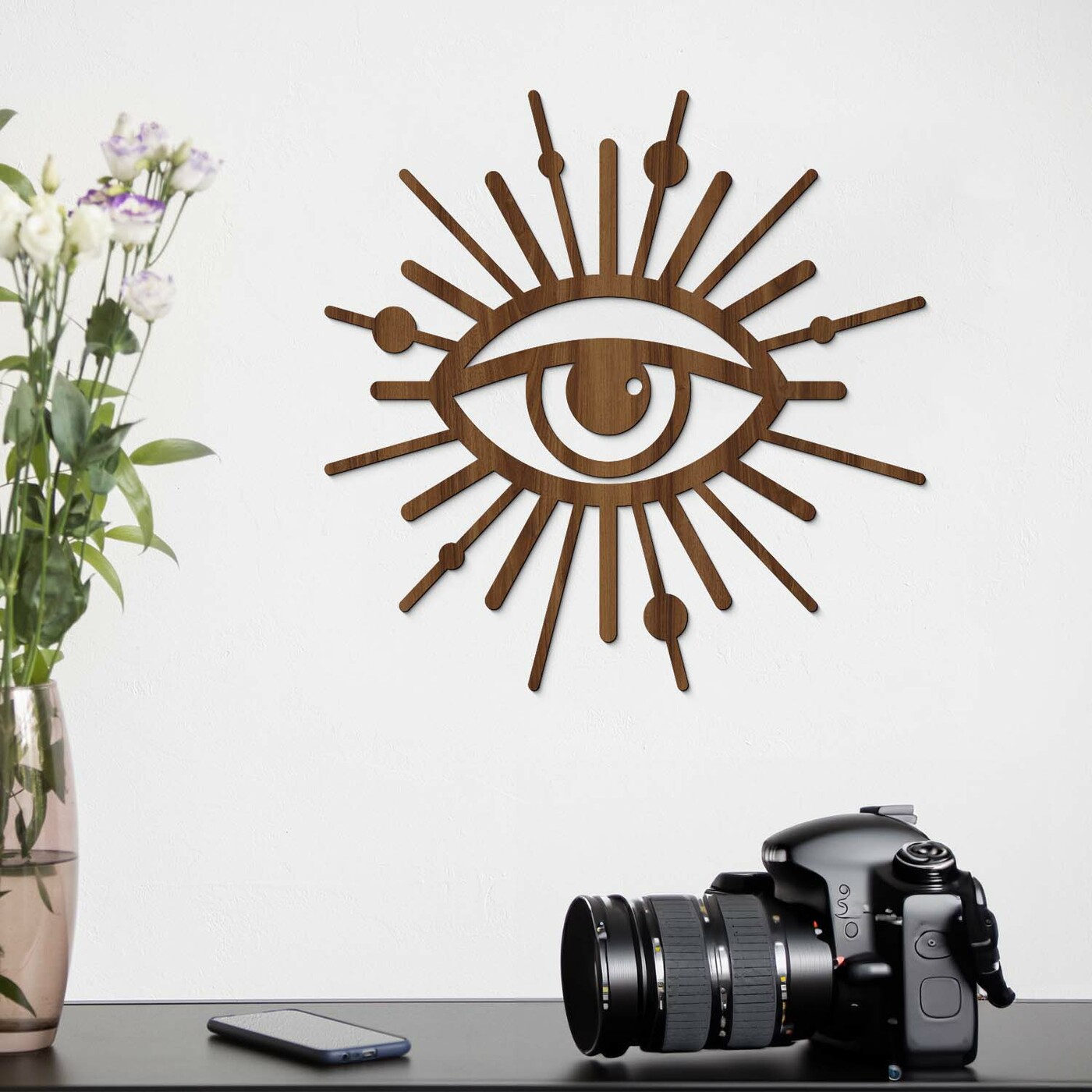 Wooden Wall Art - Symbol Eye | Walnut