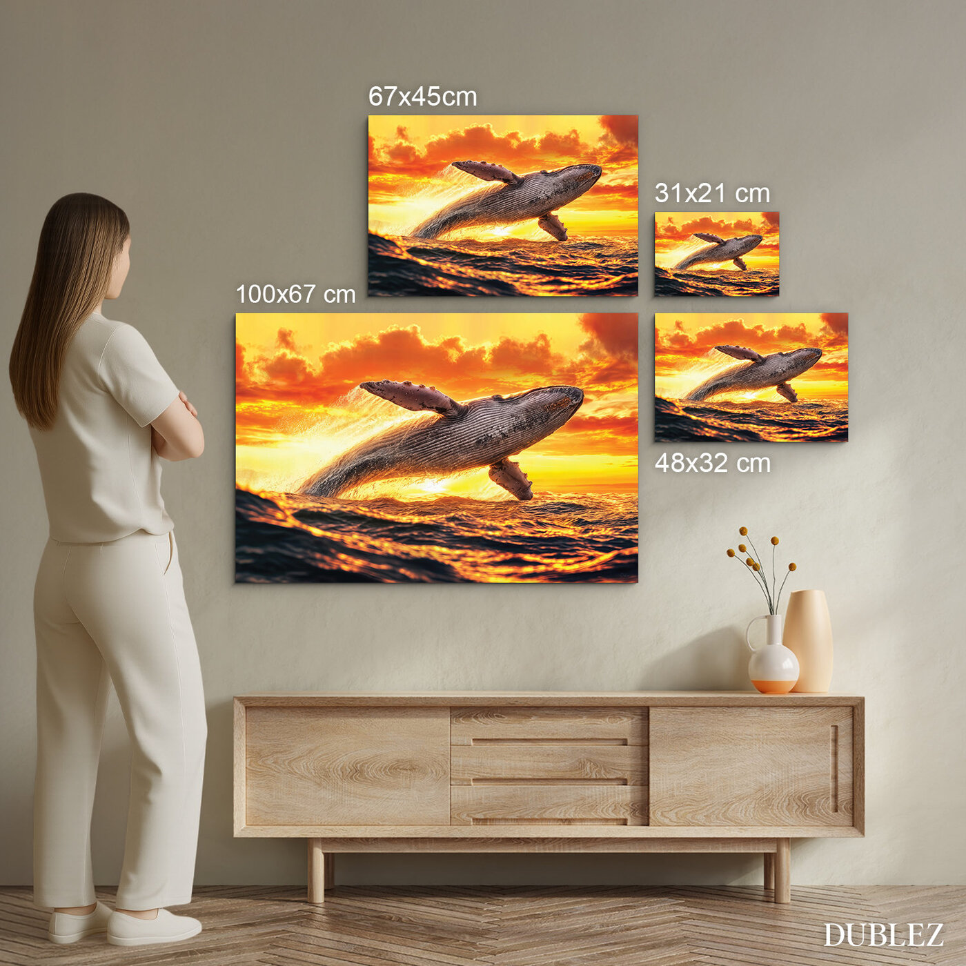 Nástěnný obraz - Velryba při západu slunce