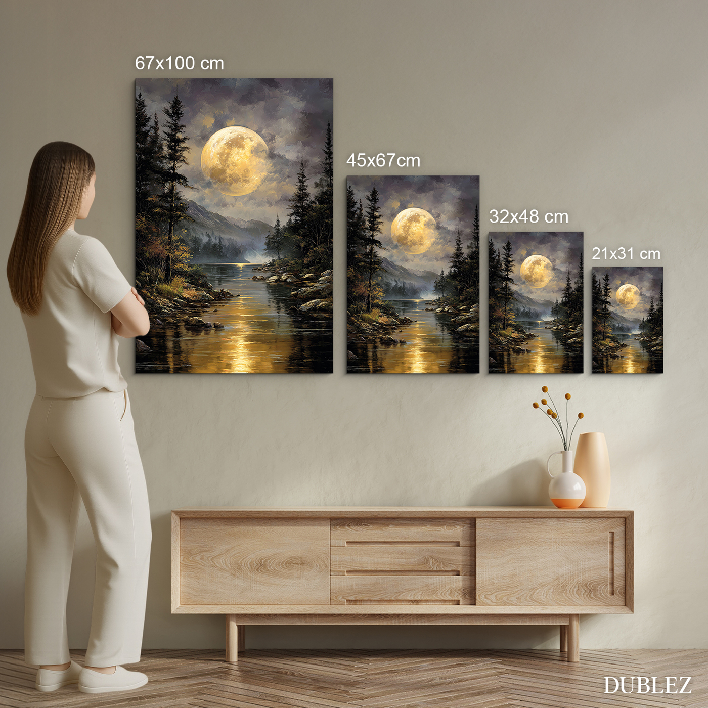 Obraz - Úplněk nad jezerem