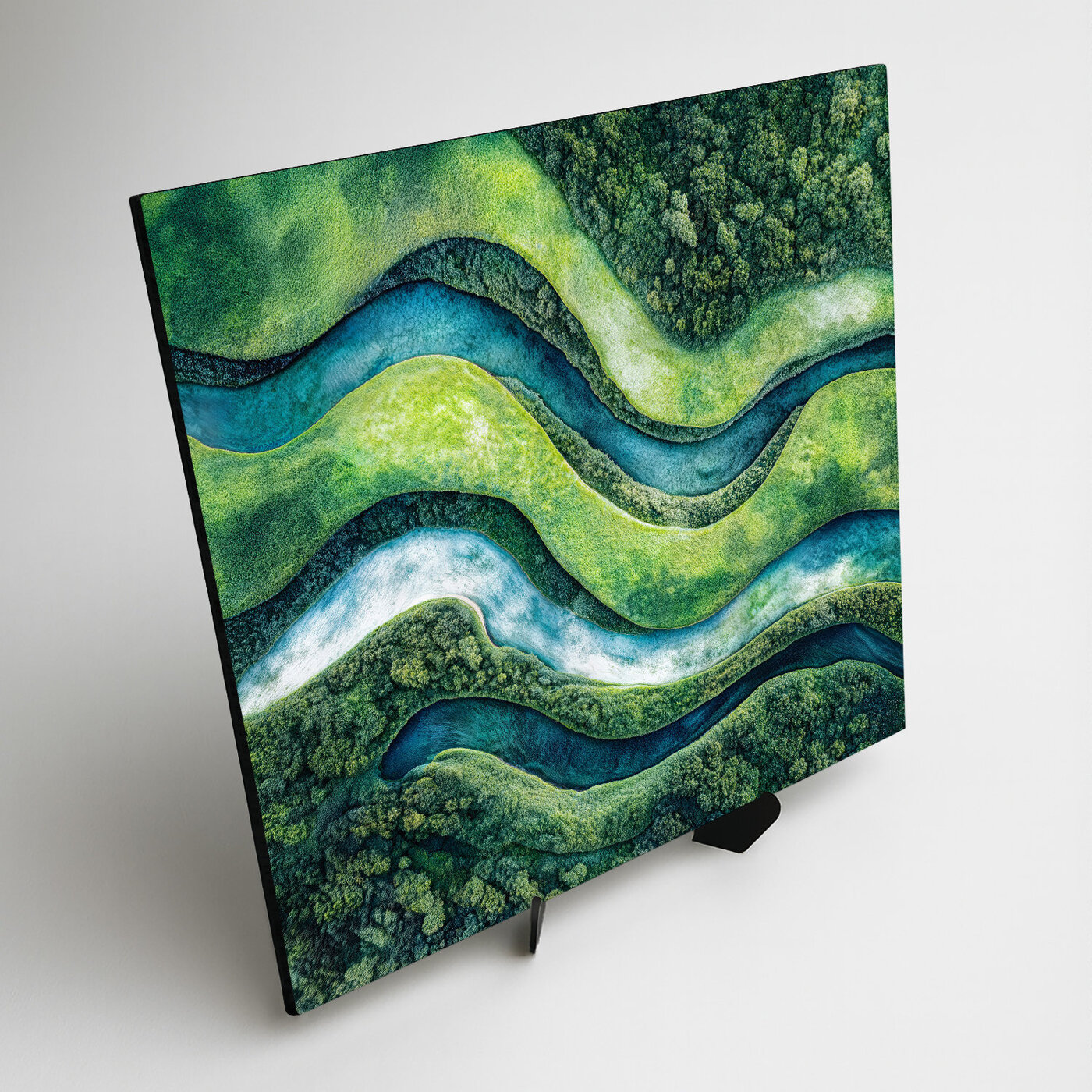 Abstraktní dřevěný obraz - Mechové vlny