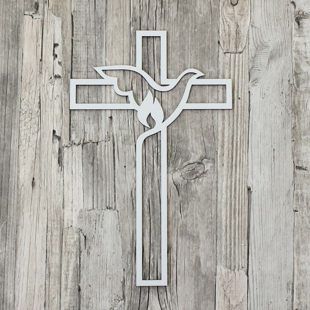 Christian Cross made from Wood on the Wall | Silver