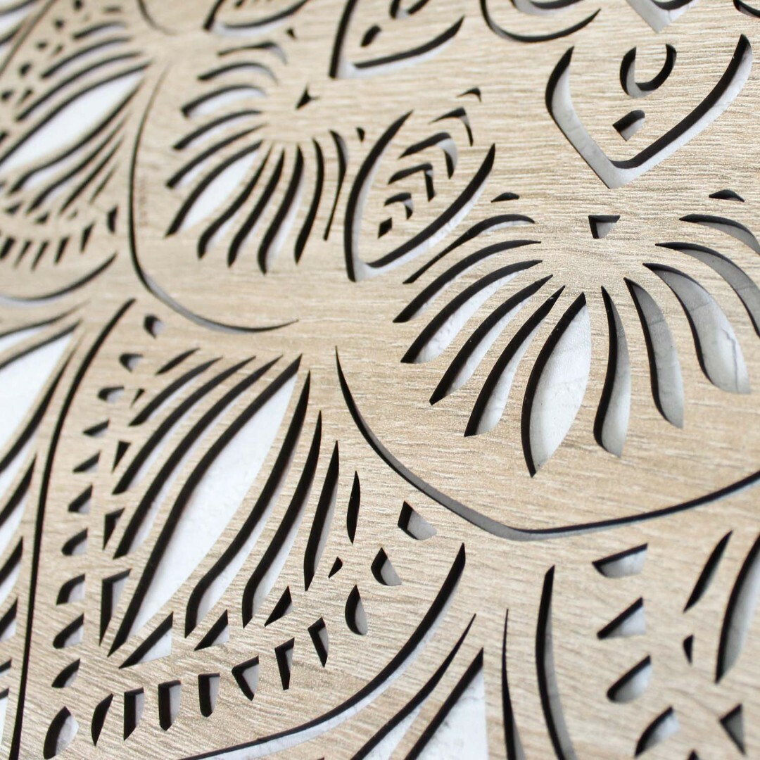 Drevená mandala nad posteľ - Vychádzajúce slnko  | Dub Sonoma