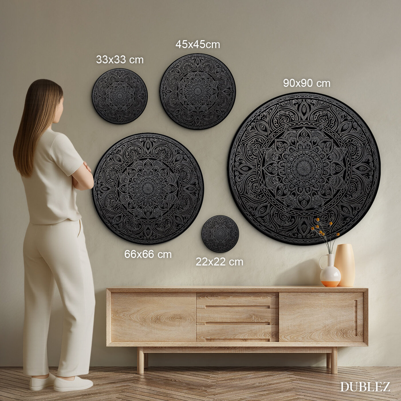 Moon mandala for the wall - Obsidian