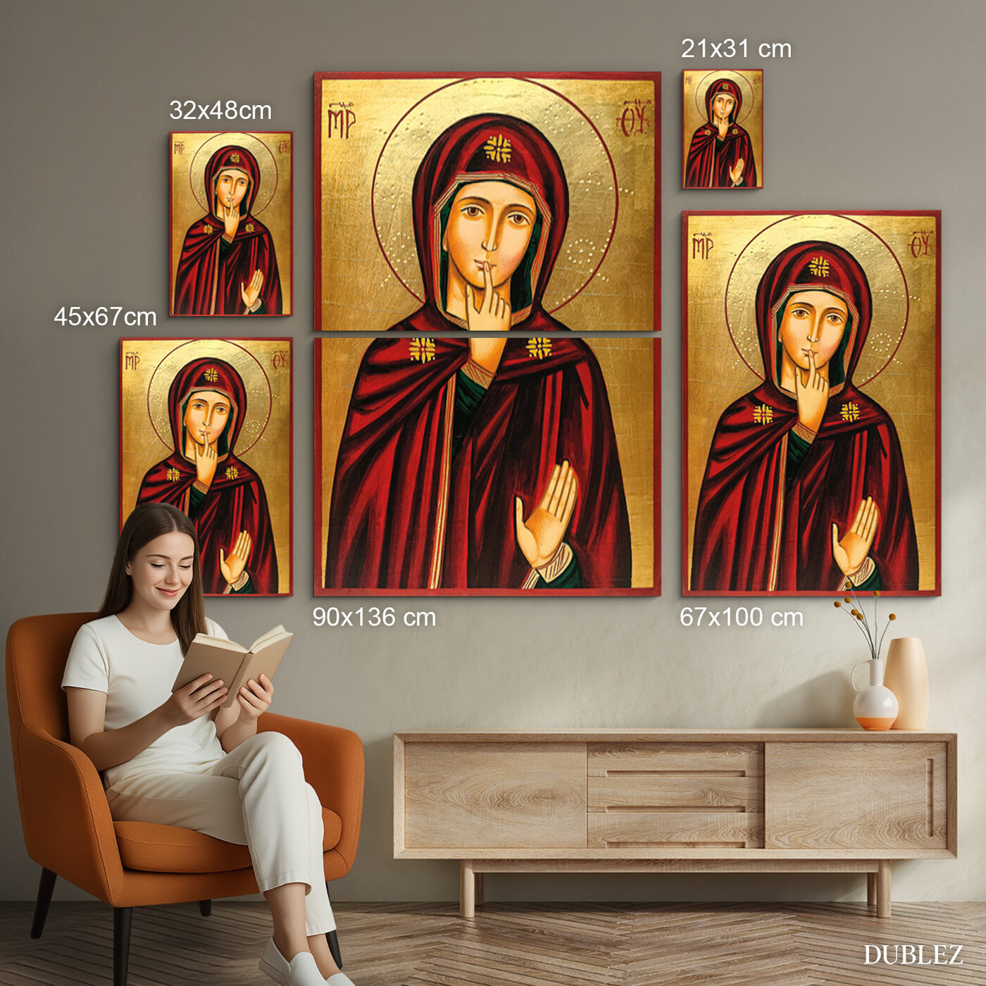 Drevený obraz - Panna Mária Matka Ticha