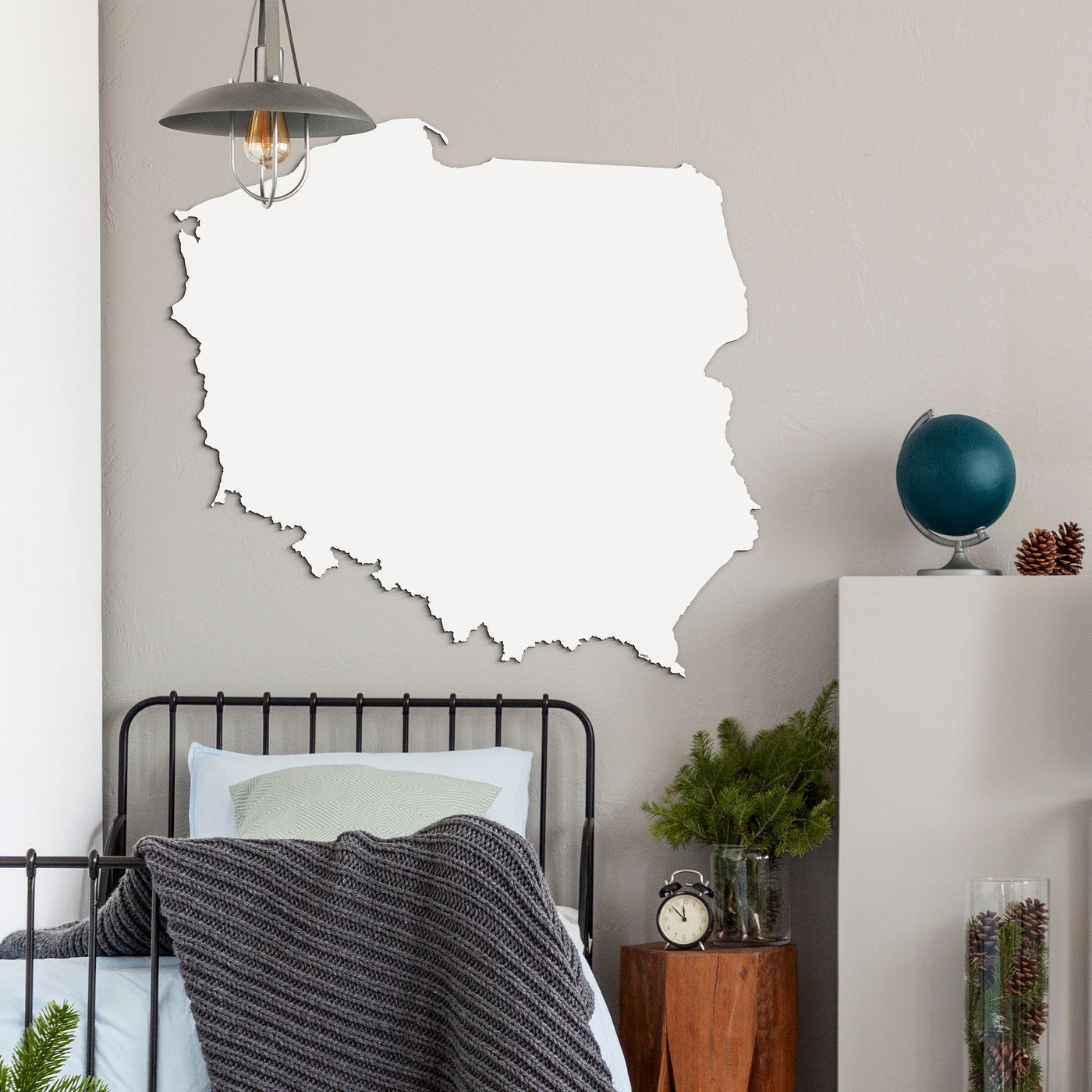 Wooden wall map - Poland | White