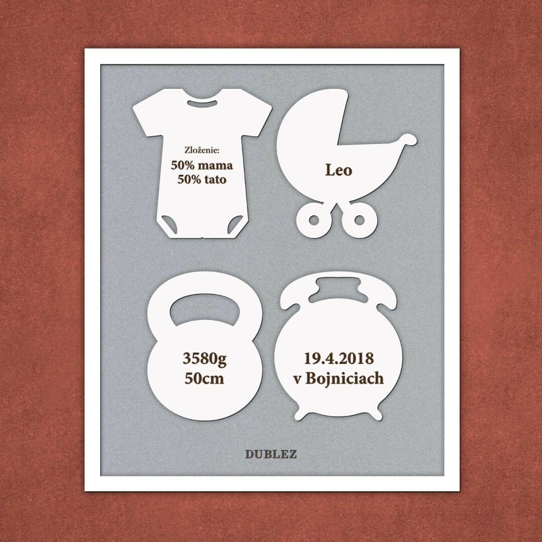 Drevená pamätná tabuľka pre novorodenca  | Biela / Strieborná