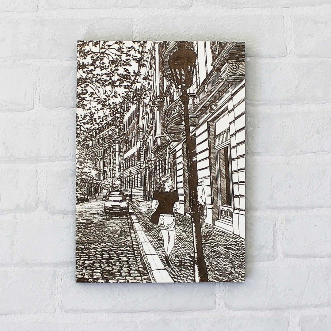 Woman in the City - Engraved Picture