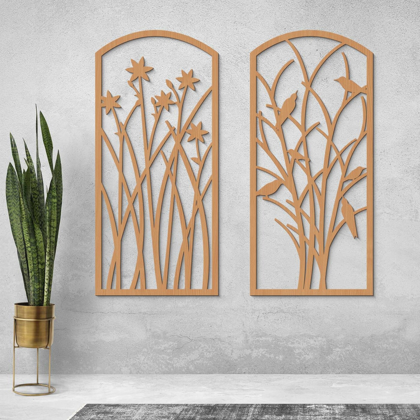 2-piece Wooden Decoration - Life in the Window | Beech