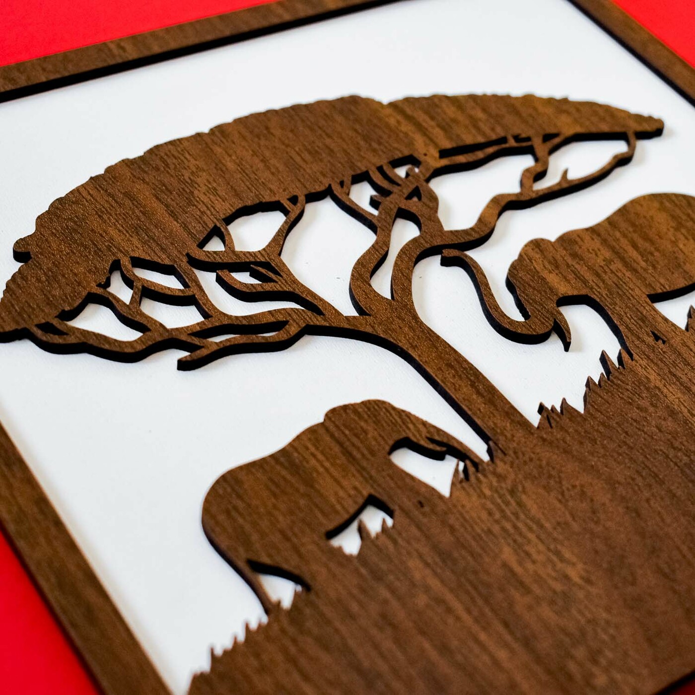Wall Art - Elephant  | White / Walnut