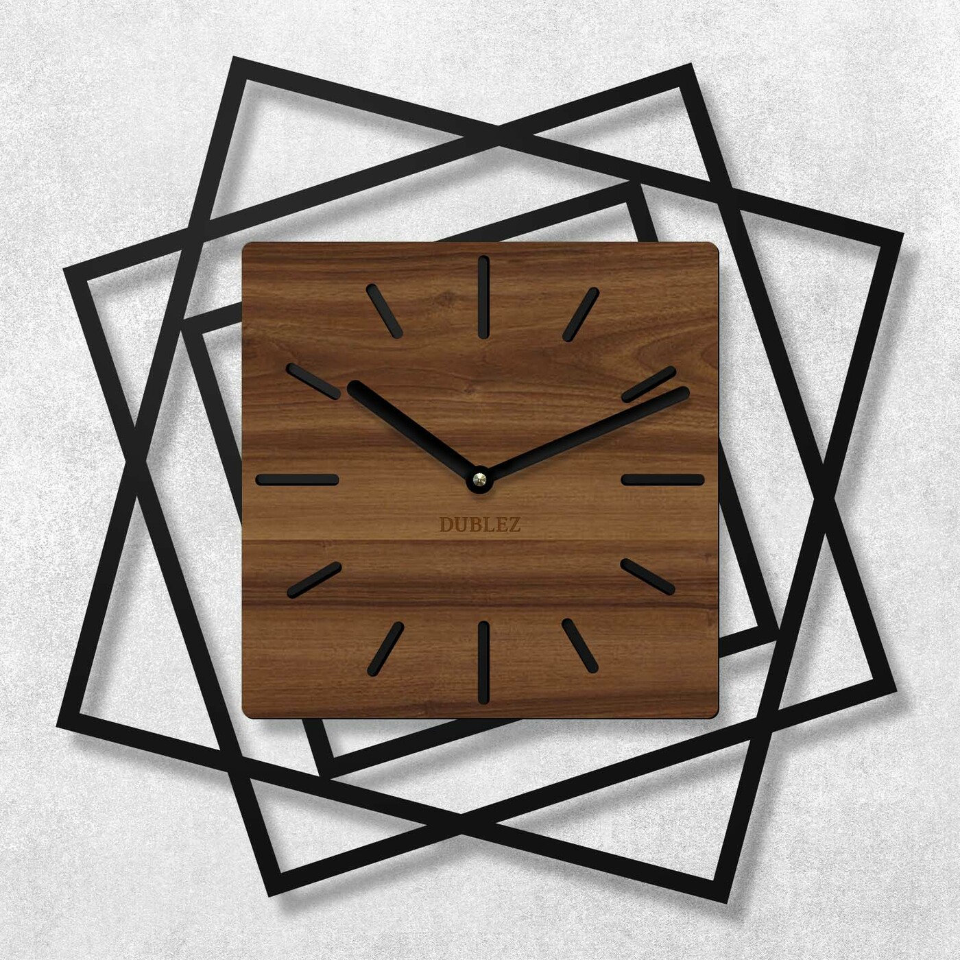 3D Wooden Wall Clock - Frames | Walnut