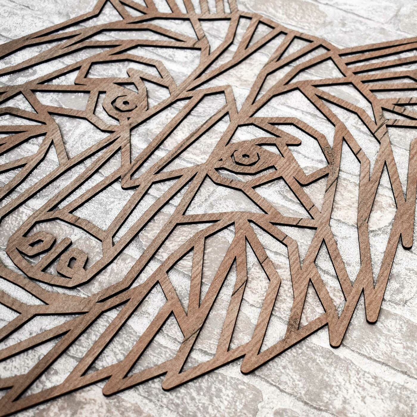 Obraz z dreva - Polygonálny vlk | Dub tabakový