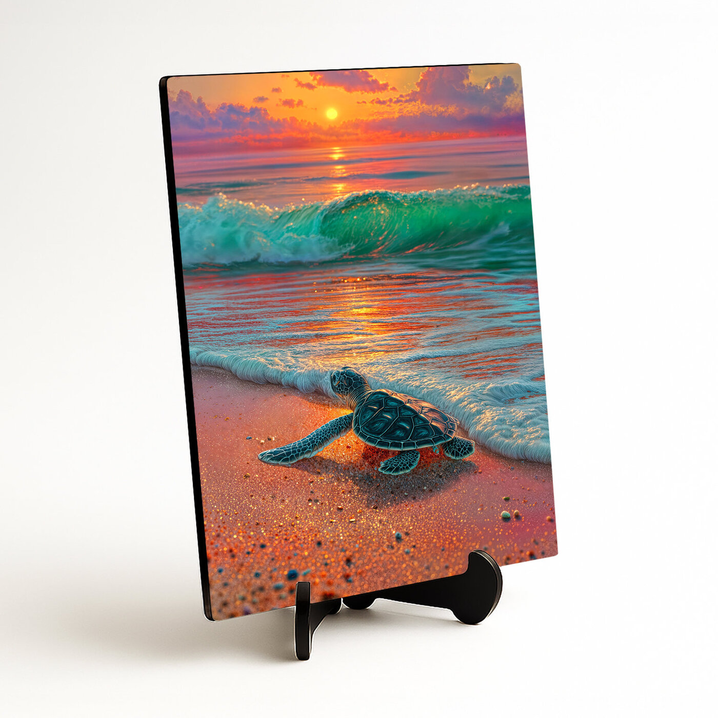 Colorful painting on wood - Turtle