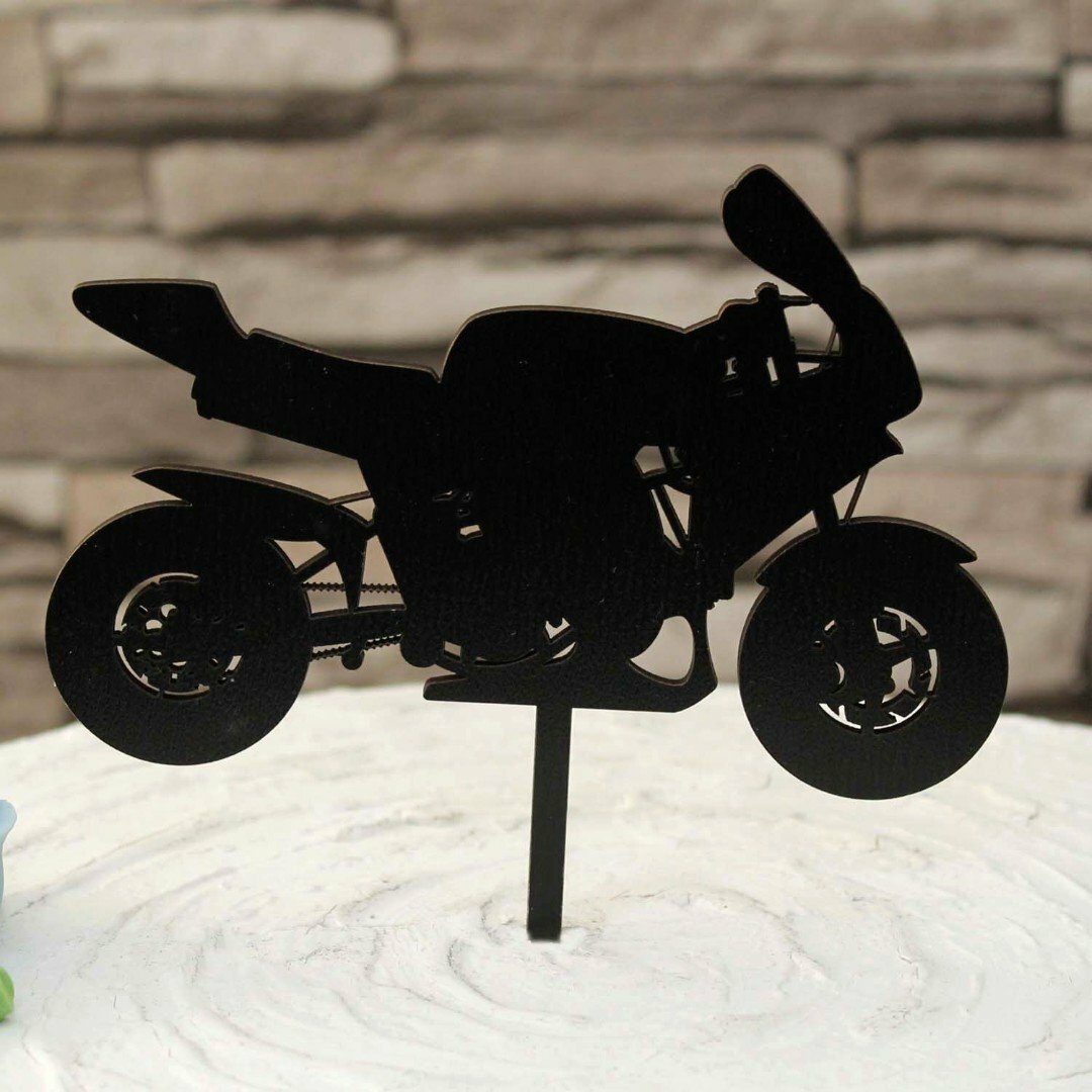 Zápich na tortu aj s vlastným textom - Motorka | Čierna