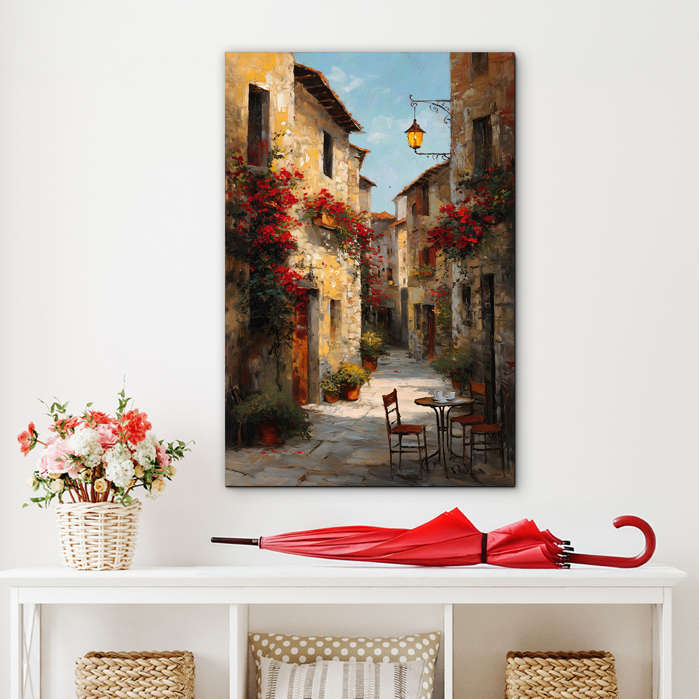 Wooden picture of Tuscany - Old alley
