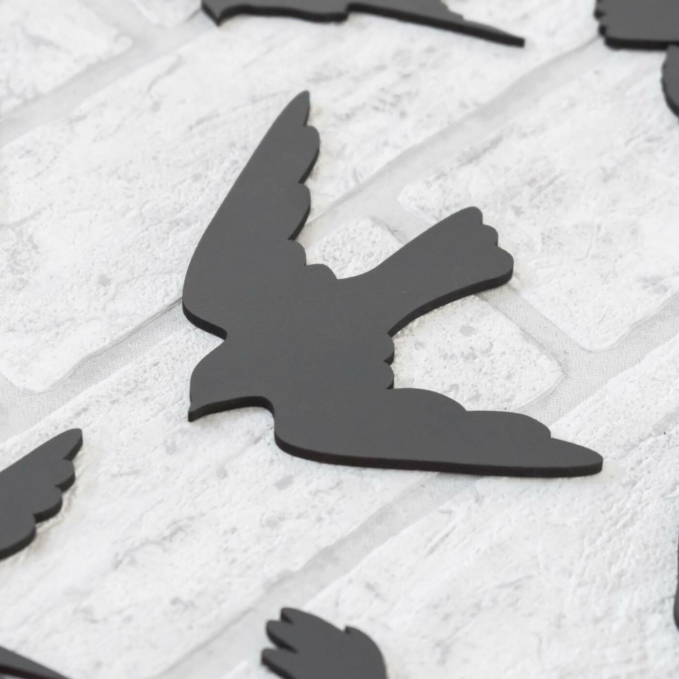 Madár dekorációk - 6 db falmatrica | Antracitszürke