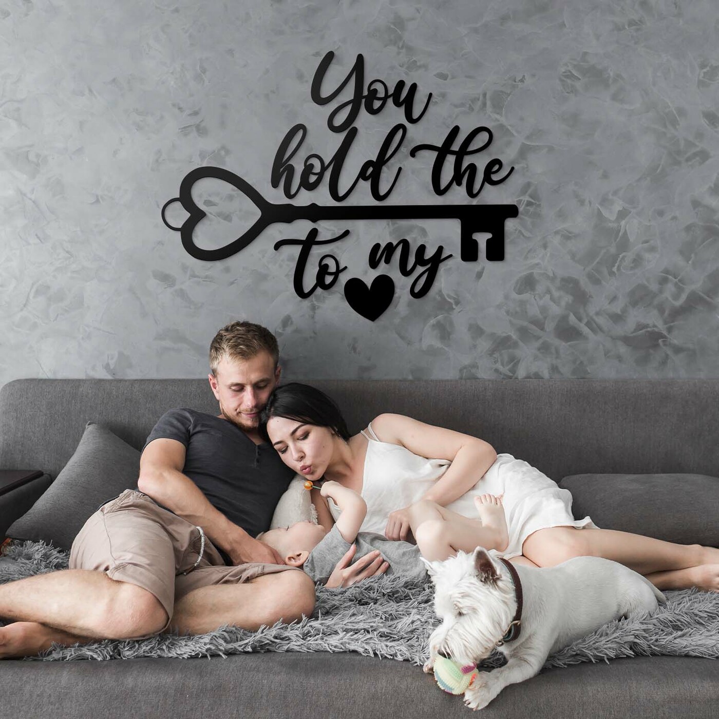 Wooden Love Quote on the Wall - Key | Black