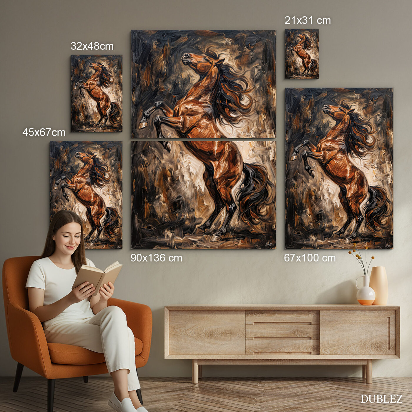 Rustikálny obraz koňa - Nespútaná sila | 90x136 cm